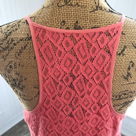 Nanette Lepore Coral Lace Racerback Top Sz 2 - Picture 3 of 5
